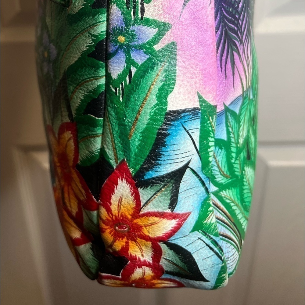 ANUSCHKA 🌷ANNA BY ANUSCHKA LEATHER HAND-PAINTED TRIPLE COMPARTMENT SATCHEL - Picture 7 of 16